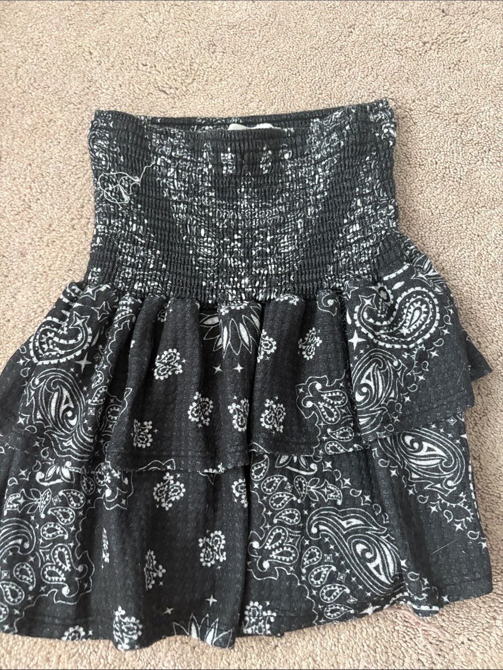 Black Paisley Tiered Smocked Tube Top